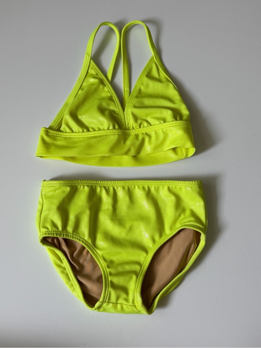Neon Yellow dancewear set Child small